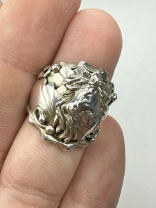 Handgefertigter Ring Laufender Bär Indianer Sterlingsilber Pferd Größe 5 - 10,7 g - Bild 1 von 9