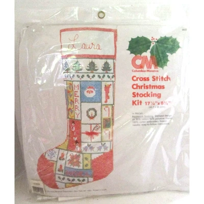 Columbia-Minerva Punto de Cruz Navidad Medias Kit 17 1/4"x8 1/4" Foto 1 de 2