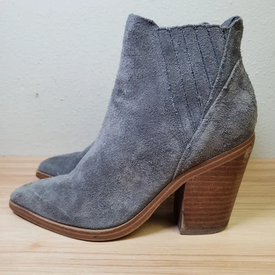 Marc Fisher Womens Size 5 Gadri Western Grunge Heel Booties Gray Suede Leather - Image 1 of 4