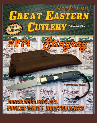 GREAT EASTERN CUTLERY Great Eastern GEC Tidioute Cutlery P74525 Practical Fixed Denim Blue Micarta