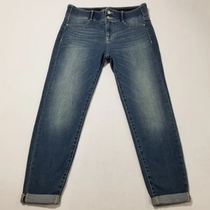 Apt 9 Jeans Womens Size 10 Tummy Control Capri Medium Wash Mid Rise Cuffed - Picture 1 of 9