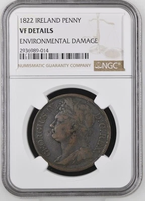 1822 Ireland Penny George IV - NGC VF Details (Environmental Damage) - Image 1 of 2