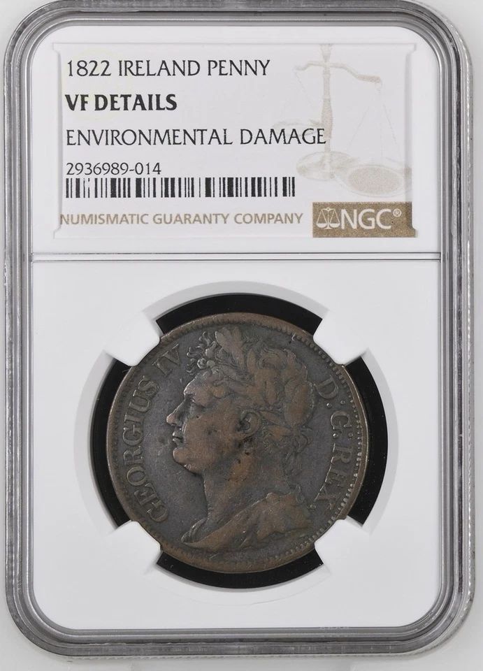 1822 Ireland Penny George IV - NGC VF Details (Environmental Damage) - Image 1 of 2
