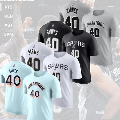HOT !! Harrison Barnes #40 San Antonio Spurs 2025 Player Fan Look Name & Number - Image 1 of 4