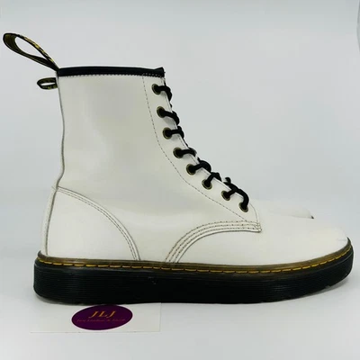 Botas de combate Dr. Martens Zavala de cuero blanco con cordones talla 10 para mujer/9 para hombre Foto 1 de 4