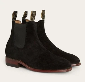 Ringers Western Kununurra Mens Chelsea Leather Boots Shoes in Black Suede EE - Picture 1 of 8