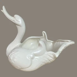 Hull Pottery White Swan Planter #23 Imperial Trinket Tray Vase USA Mid Century - Picture 1 of 7