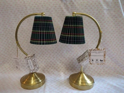 PAIR of 2 Laura Ashley Green Plaid Shade Rechargeable Touch Table Lamps - Image 1 of 4