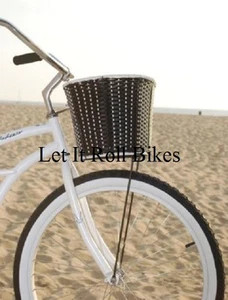 FAHRRAD SCHWARZ KORB KUNSTRATTAN GEWEBT CRUISER CHOPPER KOMFORT FAHRRÄDER - Bild 1 von 2