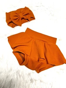 Orange Herbst Thema Rock Bauch und Kopftuch, 9-12 Monate - Bild 1 von 4