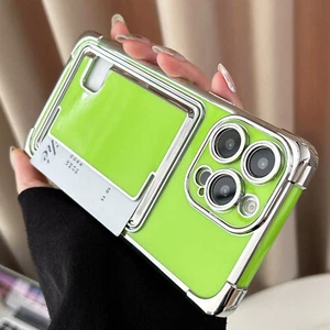 Solid Color Plated Frame TPU Case w/ Card Slot For iPhone 16 Pro Max 15 14 13 12 - Picture 1 of 18
