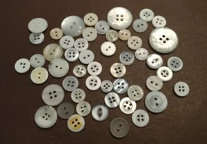 Lot of 50+ Shiny White and Off White Buttons, varying sizes - Picture 1 of 2
