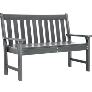 TAUS Outdoor Bench All Weather HDPE+Iron Garden Bench for 2-3 Persons for Porch - Picture 1 of 6