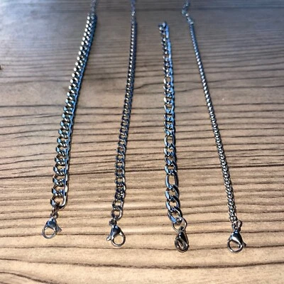 Conjunto de 4 brazaletes de cadena minimalista de moda y popular, acero inoxidable Foto 1 de 4