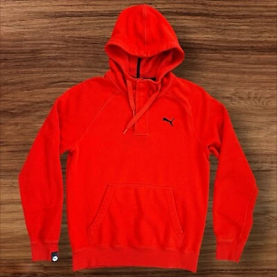 Moletom com capuz Puma masculino pequeno 1/4 com zíper laranja - Imagem 1 de 4