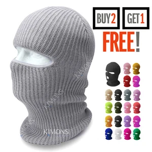 Winter Ski Mask 3 Hole Knitted Skull Balaclava Beanie Hat Men Outdoor Sports Cap - Picture 1 of 34