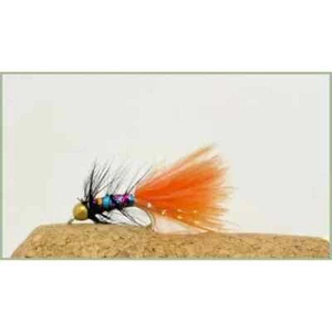 Trout Flies, 3 x Mini Lures, Goldhead Black/Orange Dancer, Size 12. Fly Fishing - Picture 1 of 1