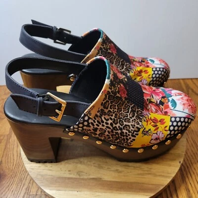 NUEVO Zuecos Jessica Simpson Tiarah Mujer 8.5 M/39 Estampado Floral Guepardo Tacón 4" Foto 1 de 4