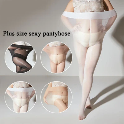 Plus Size Oil Shiny Glossy Pantyhose Sexy Stockings Elastic Hosiery Tights - Image 1 of 4
