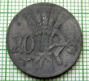 BOHEMIA & MORAVIA WWII GERMAN PROTECTORATE 1941 20 HALERU ZINC - Picture 1 of 4