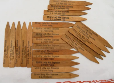 Antique Plant Markers 24 Wood 5" x 1/2"  Name on Front, Blank on Back Lady Mac S - Image 1 of 4