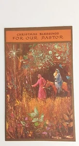 Christmas Blessings For Our Pastor Vintage Christmas Card Rust Craft - Picture 1 of 5