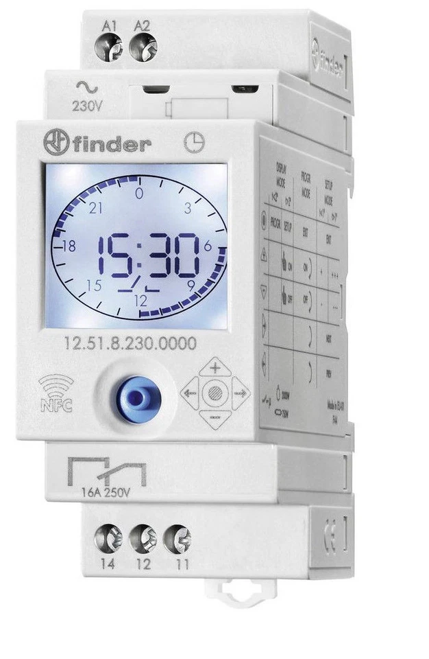 Finder Interruttore orario digitale giornaliero sett. NFC 12.51.8.230 12518230