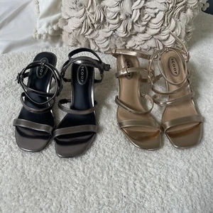 Scoop Riemchensandalen Damengröße 8 US Knöchel 2 Paar goldfarben und metallisch brandneu - Bild 1 von 9