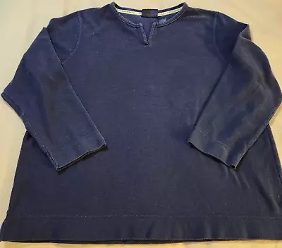 Top Pullover Mujer Crazy Horse Talla 2 Plus Azul Marino Acanalado Cuello Muescas L/S Foto 1 de 4