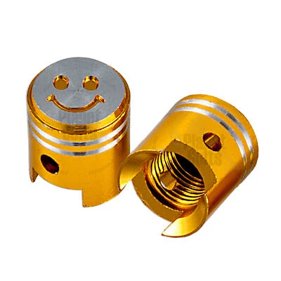 Cubierta de tapa de válvula dorada 2x neumático GSXR 600 750 Ninja R1 R6 tapa pistón sonriente CNC Foto 1 de 3