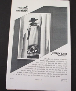 Rare UNCUT 1990's Pauloa Pattern 2100 Designer Jeffry Barr Slim-line Muu Muu - Bild 1 von 2