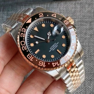 40mm Sapphire Glass Japan NH35A Automatic Men watch Luminous Two Tone Strap Date - Picture 1 of 5