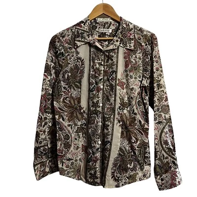 Camisa Orvis púrpura paisley floral manga larga abotonada top talla 8 cottagecore Foto 1 de 4