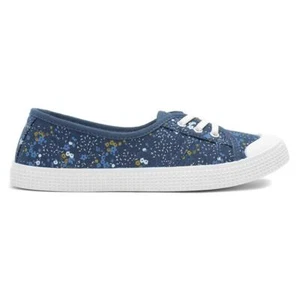 Lilley Womens Canvas Blue Adults Slip On Floral Elasticated Laces Phoebe SIZE