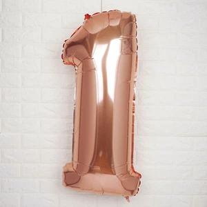 1 Rosegold 16" ZAHL Festlich Mylar Folienballon Party Geburtstag Deko - Bild 1 von 20