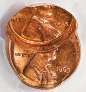 1965 PCGS MS64RD Double Struck Off Center Double Date Lincoln Cent Mint Error - Picture 1 of 4