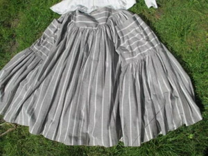 Cool pleated drop yoke full LINEN cotton stripe SKIRT patch pockets UK12 bnwt - Picture 1 of 4