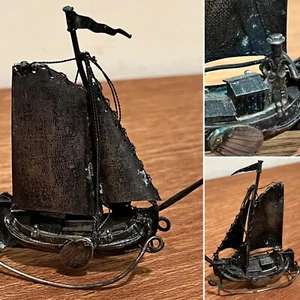 Sterling Silver Antique Miniature Sailboat - Picture 1 of 8