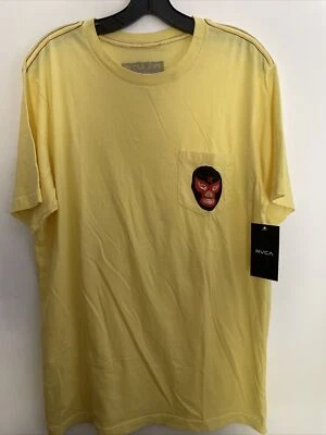 Nueva Camiseta Gráfica RVCA Para Hombres Diseñador Lucha Mexicana Arte Callejero Talla M Amarilla Foto 1 de 4