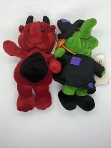 Disneyland Paris - 2 Plush Minis Devil Witch 8inch La Magie Halloween - Picture 1 of 10