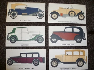 A COLLECTION OF SIX VINTAGE CAR PRINTS:RILEY 9, LANCIA LAMBDA, BENTLEY 3ltr, Etc - Picture 1 of 8