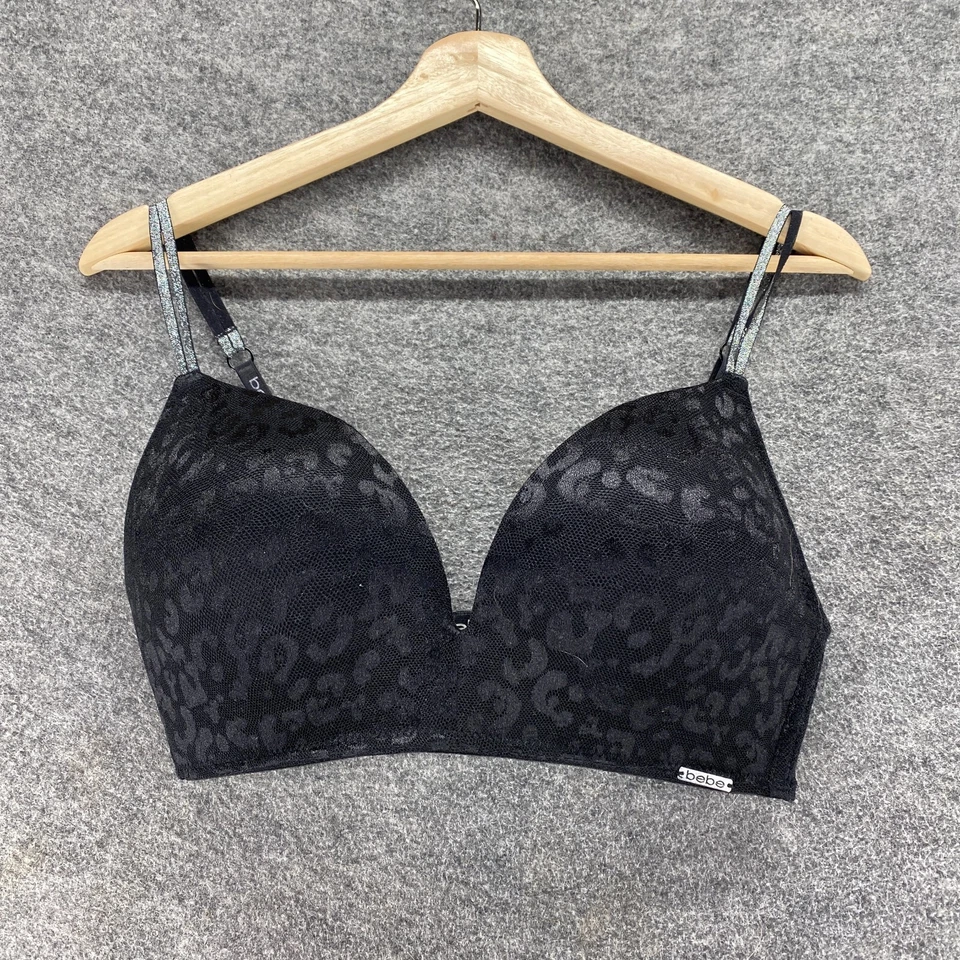 Sujetador Bebe Bralette Mujer 36C Negro Estampado Animal Push Up Inalámbrico Encaje Opaco Foto 1 de 4