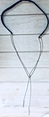 "Collar Stella and Dot Lariat imitación cuero negro pedrería tono plata 23""" Foto 1 de 4