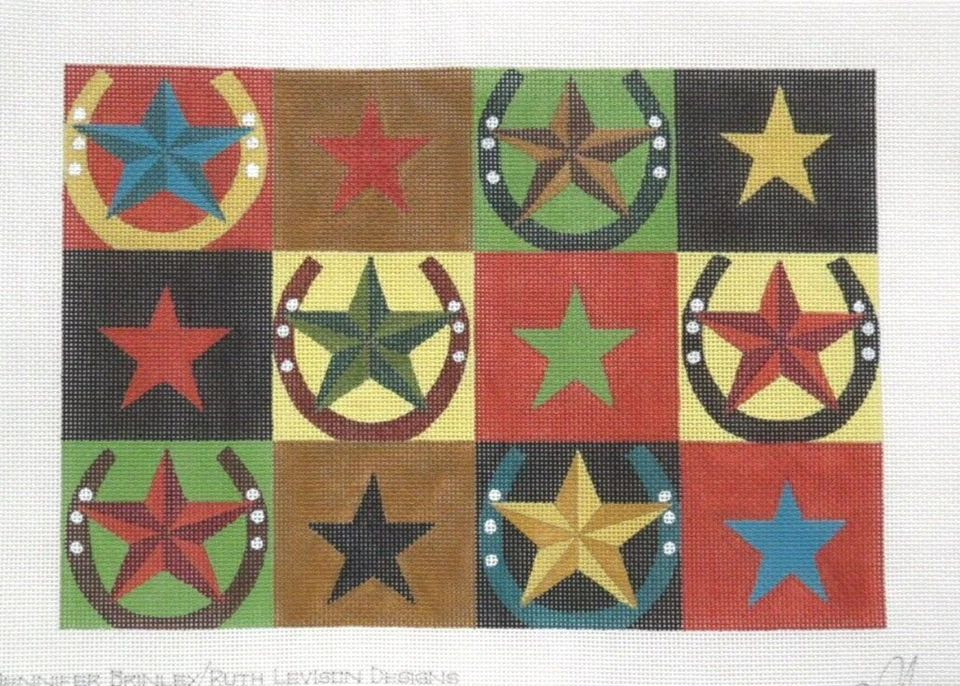 Maggie / Jennifer Brinley Texas Stars on 13 count Handpainted Needlepoint Canvas - Image 1 of 1