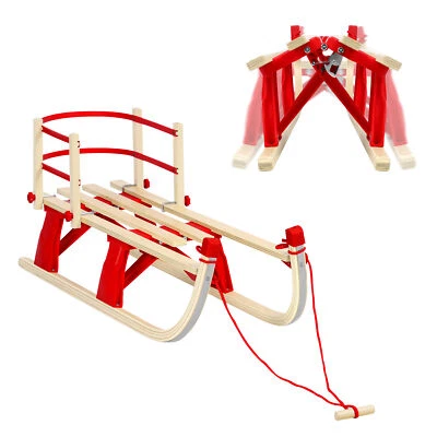 Schlitten faltbar Holzschlitten 110cm Rodel Faltbar Klappbar Kinderschlitten - Bild 1 von 4