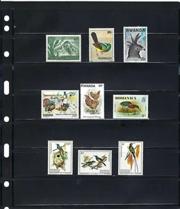 BIRDS OF REP.  RWANDA.-DOMINICA- 60/ 70s   MNH  (9)     - Picture 1 of 1