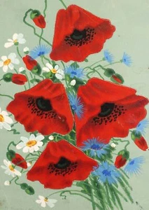 Antigua pintura gouache realista composición floral - Imagen 1 de 10