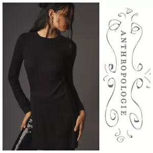 NWT Self Contrast Long-Sleeve Crew-Neck Split Tunic Tee - Picture 1 of 8