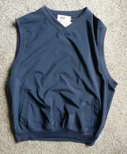 NWT Outer Banks Navy Blue w/ Dark Green Piping Nylon Windbreaker Vest Size L - Picture 1 of 9