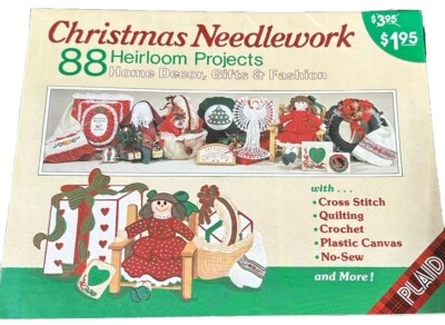 Christmas Needlework 88 Heirloom Projects Home Decor Gifts Fashion 1988 Plaid - Image 1 of 3